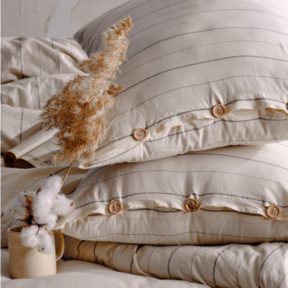 Macas Home Helen %100 Pamuklu Ipliği Boyalı Yıkamalı Battal Boy Nevresim Takımı 220 x 240 cm - Bej - Gri Nevresim Takımı Fiyatı