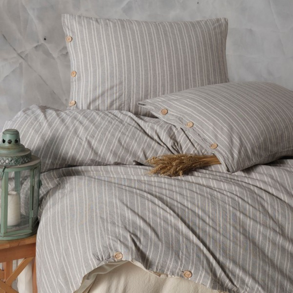 Macas Home Helios %100 Pamuklu Ipliği Boyalı Yıkamalı Battal Boy Nevresim Takımı 240*220 - Bej - Gri - 240 x 220 cm Nevresim Takımı Fiyatı