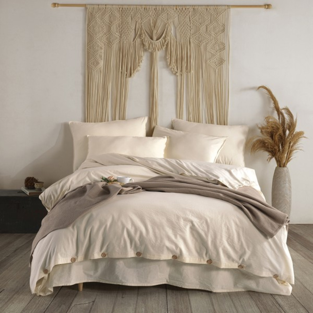 Macas Home Pure Love Pamuklu Ipliği Boyalı Yıkamalı Çift Kişilik Nevresim Takımı 200*220 - 200 x 220 cm - Krem Nevresim Takımı Fiyatı