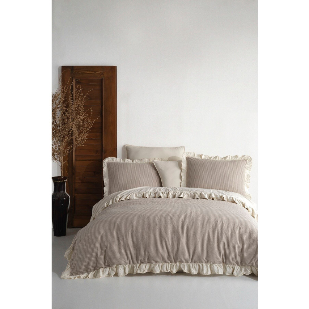 Macas Home Ruffle %100 Pamuklu Fırfırlı Ipliği Boyalı Çift Kişilik Nevresim Takımı 200*220 Nevresim Takımı Fiyatı