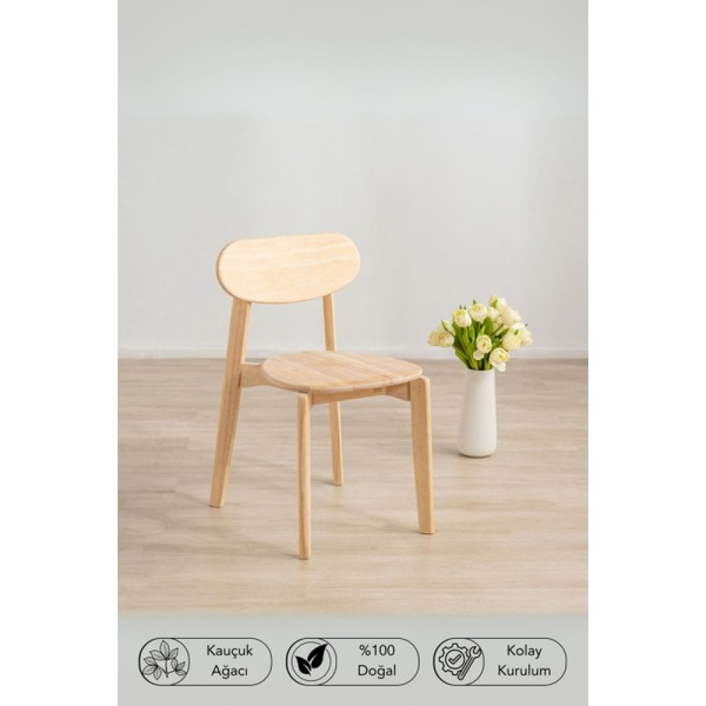Macco Mobilya Natural Signature By Macco - Downing Masif Kauçuk Ağacı Sandalye 2'li - Ahşap Masa - Sandalye & Tabure Fiyatı