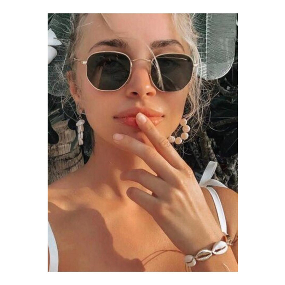 MACERATİ Gold Metal Çerçeveli Beşgen Unisex Güneş Gözlüğü Güneş Gözlükleri Fiyatı