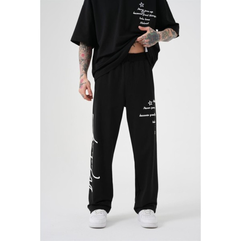 Machinist Baggy Mac.never Gıve Up Baskılı Eşofman Altı Siyah Erkek Eşofman Fiyatı