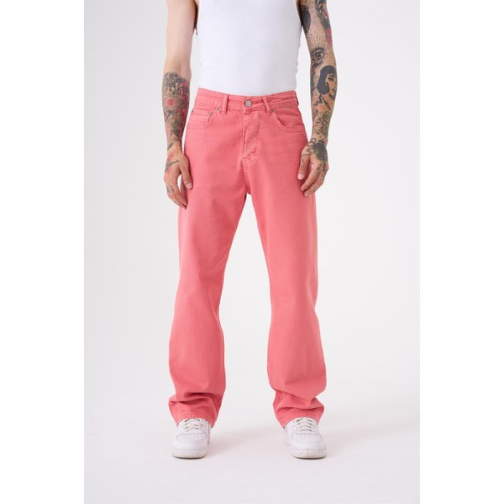 Machinist Dyed Baggy Gabardin Jeans Pantolon Pembe Erkek Jeans / Kot Pantolon Fiyatı