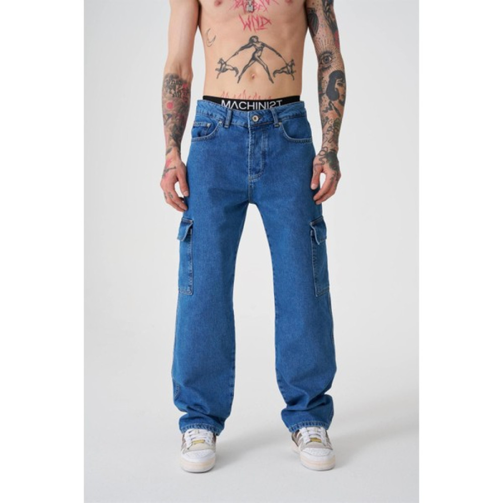 Machinist Kargo Cepli Baggy Fith Jeans Lacivert Erkek Jeans / Kot Pantolon Fiyatı