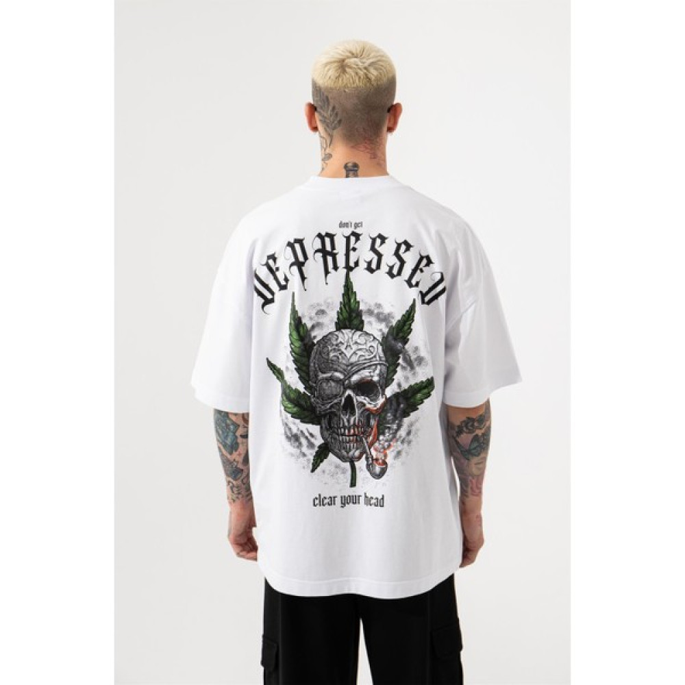 Machinist Oversize Stop Sulkıng Baskılı T-Shirt Beyaz Erkek T-shirt Fiyatı