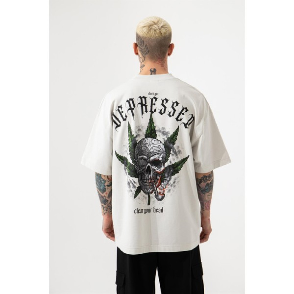 Machinist Oversıze Stop Sulkıng Baskılı T-Shırt Ice Gri Erkek T-shirt Fiyatı