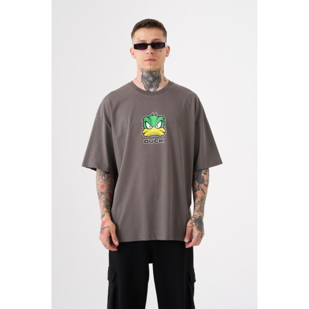 Machinist Unisex Oversize Duck Baskılı Pamuklu T-Shirt Duman Erkek T-shirt Fiyatı