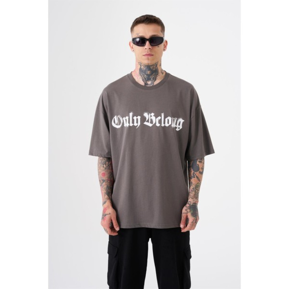 Machinist Unisex Oversize Only Blong Baskılı Pamuklu T-Shirt Duman Erkek T-shirt Fiyatı