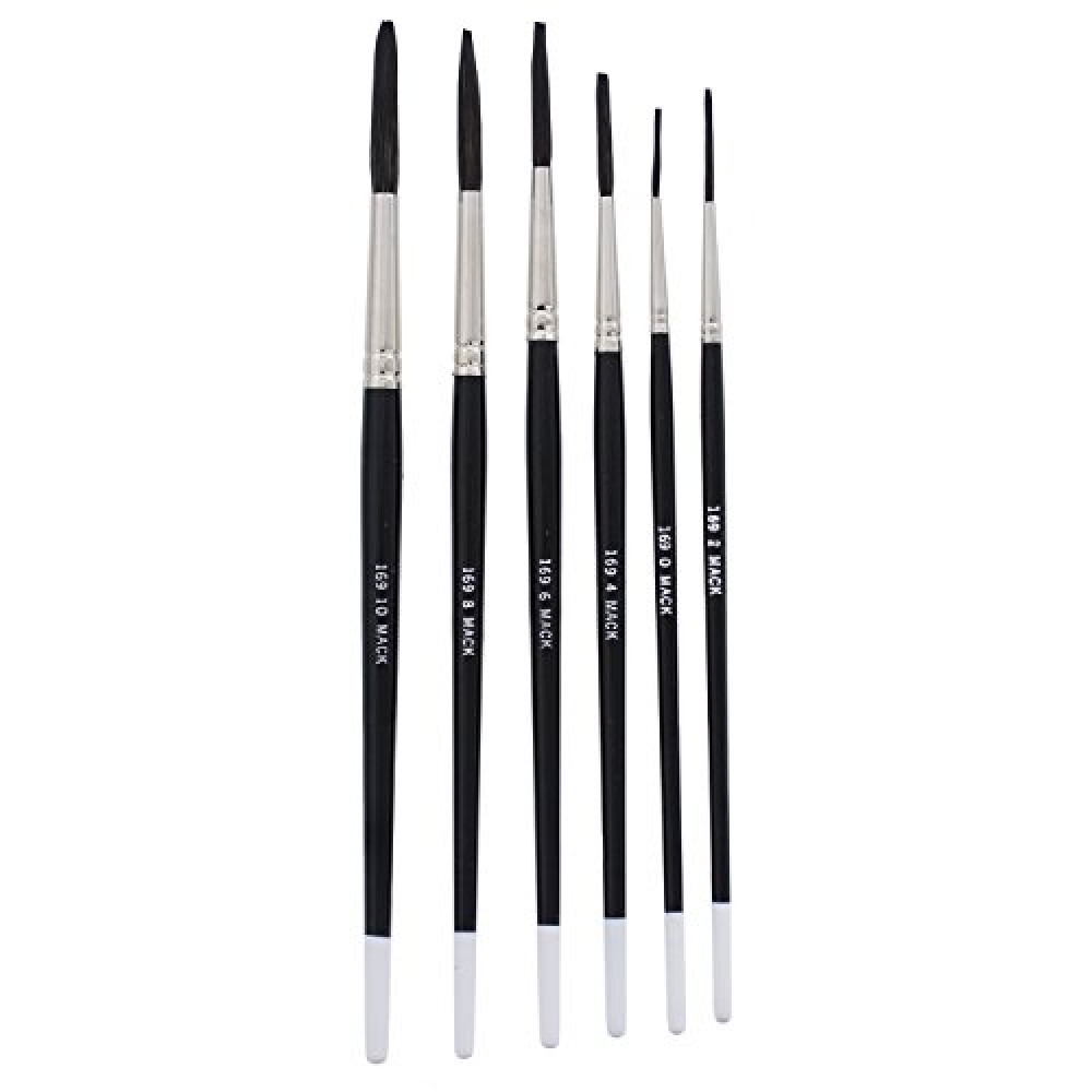 Mack Brush Andrew AM169-0-10 Series 169 Blue Squirrel and Black Synthetic Mix Quill Sizes 0-10 Pinstriping Brushes