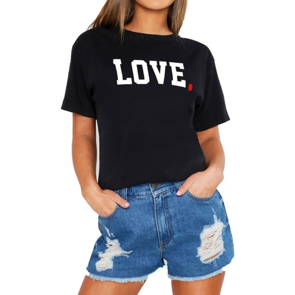 Mack Kadın Love Siyah Boyfriend T-Shirt Bayan T-shirt Fiyatı