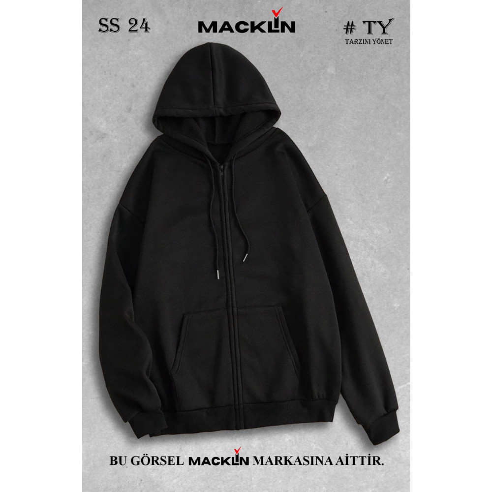 macklin Unisex Kapüşonlu Basic Fermuarlı Sweatshirt L Beden Bayan Ceket Fiyatı