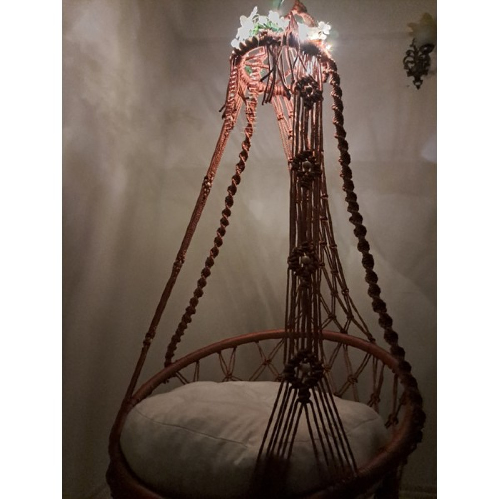 Macrame Swing Minderli Makrome Salıncak LED Süs Dahil - Fuşya Bahçe Salıncağı Fiyatı