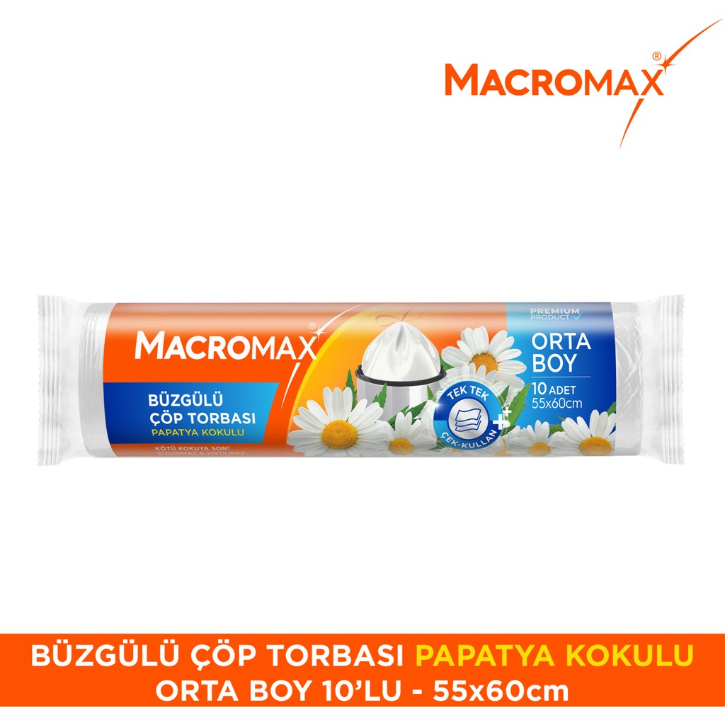 Macromax Büzgülü Çöp Torbası Orta Boy (55x60cm) Papatya Kokulu 10 Adet - 0 - Şeffaf Diğer Fiyatı