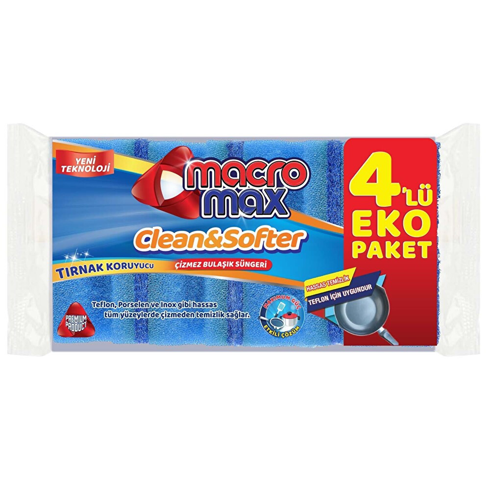 Macromax Çizmez Oluklu Sünger 4'Lü Temizlik Malzemeleri Fiyatı