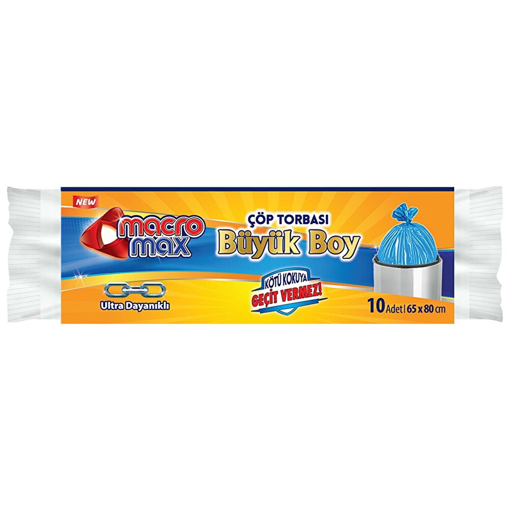 Macromax Extra Güçlü Çöp Torbası Buyuk 10'Lu Çöp Poşetleri Fiyatı