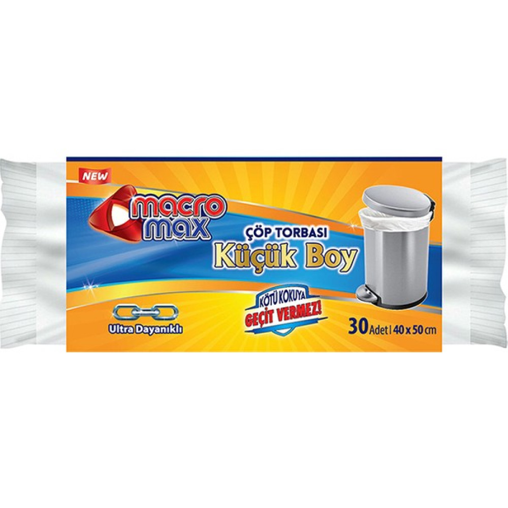 Macromax Extra Güçlü Çöp Torbası Küçük Boy 30'lu x 3 Paket - 40 x 50 cm Çöp Poşetleri Fiyatı
