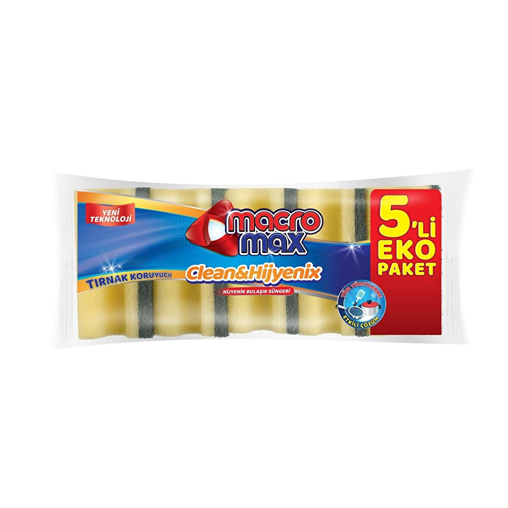 Macromax Klasik Yeşil Oluklu Sünger 5'Li Temizlik Malzemeleri Fiyatı