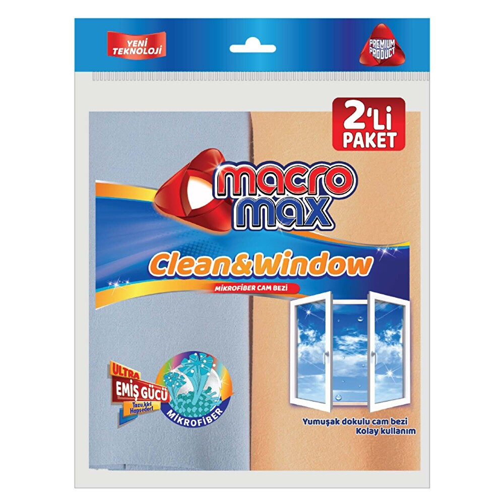 Macromax Mikrofiber Cam Bezi 2'Li Temizlik Malzemeleri Fiyatı
