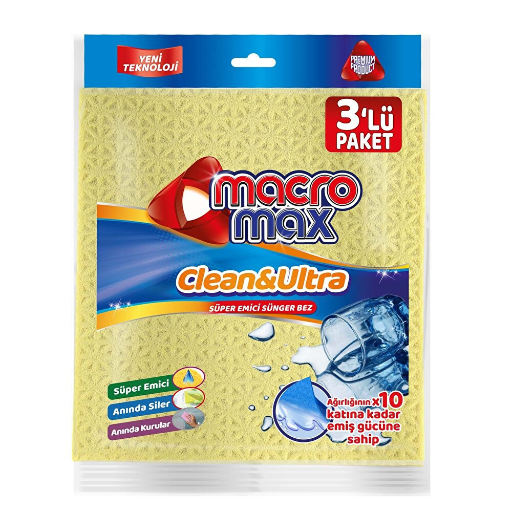 Macromax Ultra Sünger Bez 3'Lü Temizlik Malzemeleri Fiyatı