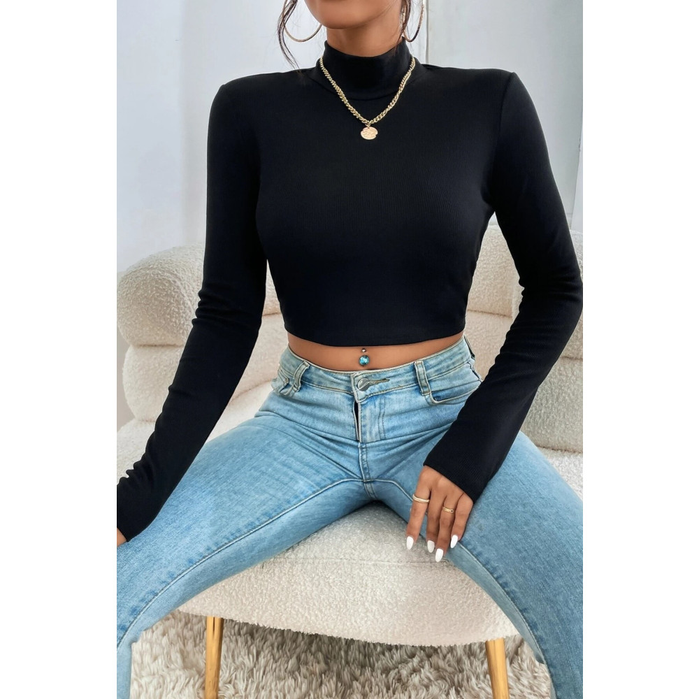 madalina Kadın Siyah Kaşkorse Kumaş Dik Yaka Bluz XS Beden Bluz Fiyatı