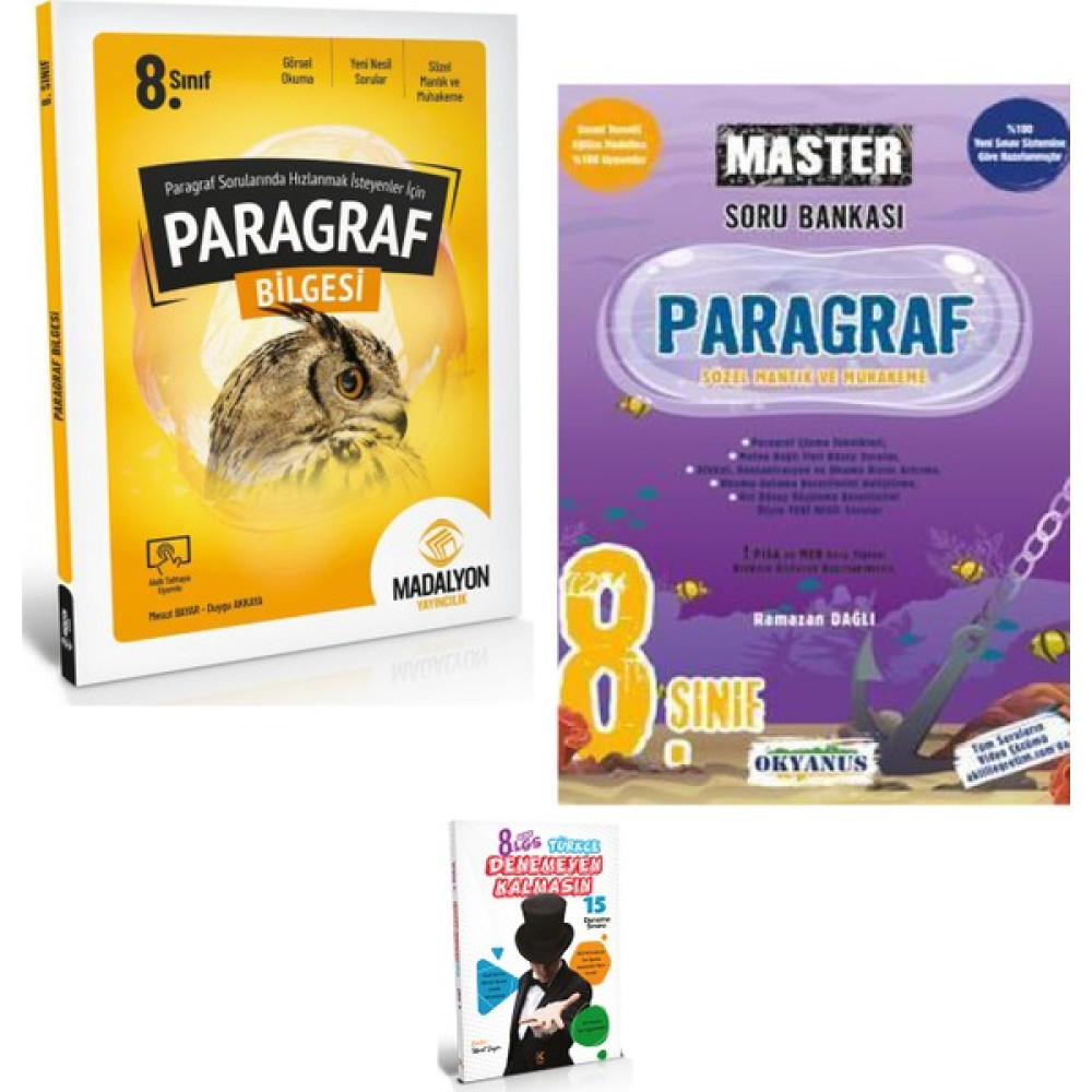 Madalyon LGS Paragrafın Bilgesi ve Okyanus Master Paragraf Soru Bankası +15 Deneme Kaynak Kitapları Fiyatı