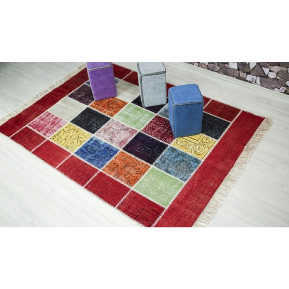 Madalyon Patchwork El Dokuma Antik Anadolu Halısı Simbad - Kırmızı - 300 x 400 cm Ev Tekstili Fiyatı