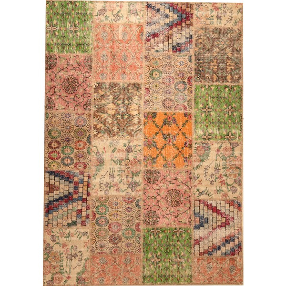 Madalyon Patchwork Yün El Halısı - 125 x 205 cm - Bej Ev Tekstili Fiyatı