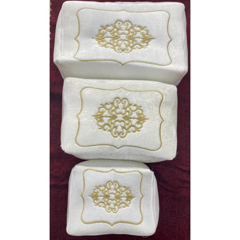 Madam Gold Hurç KREM 3LÜ GELİN DAMAT HURÇ BOHÇA SETİ - Antrasit Hurç Fiyatı