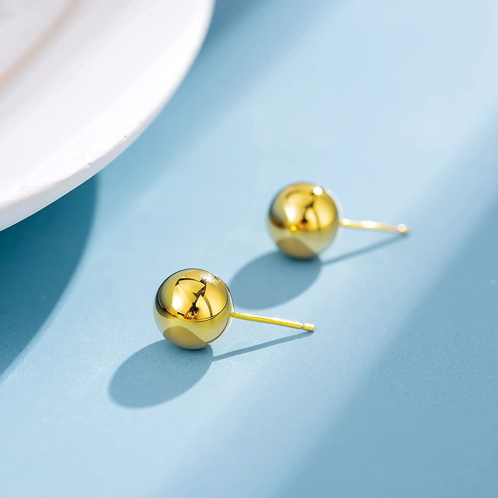 Madam Matmazel 925 Ayar Gerçek Gümüş Altın Kaplama 5mm Top Küpe Diğer Fiyatı