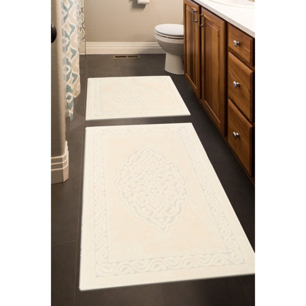 Madame Clean Lotus 2'li Pamuklu Klozet Takımı, Krem Banyo Paspas Seti - 60x100 50x60 Klozet Takımı Fiyatı