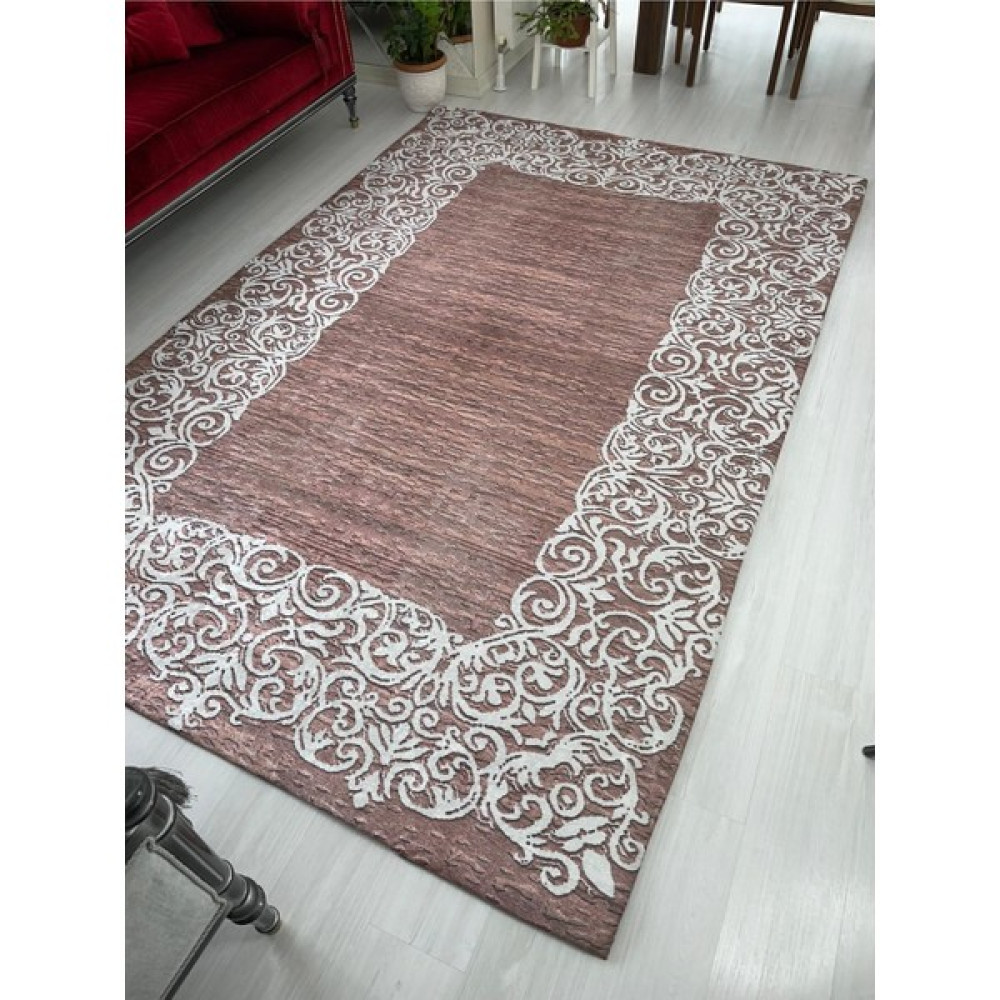 Madame Clean Suyolu Kahve Model Lastikli Kadife Halı Örtüsü - 160 x 230 cm - Renkli Salon & Oturma Odası Tekstili Fiyatı