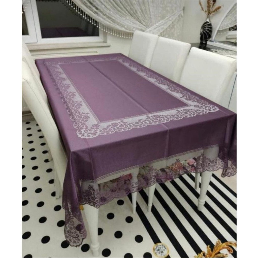 Madame Clean Tül Masa Örtüsü Şık Tasarım Dantelli Dertsiz 160X220 - 160 x 220 cm - Mürdüm SSD / Solid State Drive Fiyatı