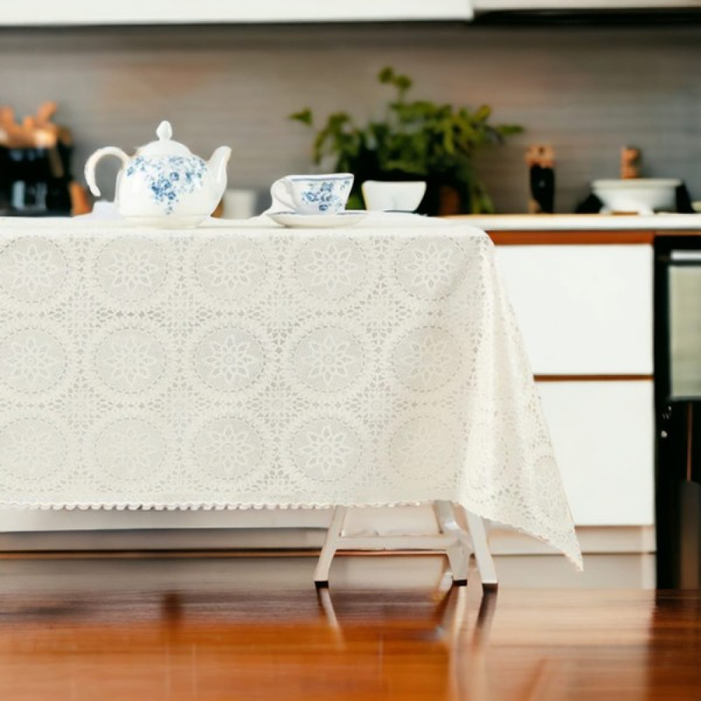 Madame Coco Anita Pvc Masa Örtüsü - Ekru/ekru - 100 x 140 cm - Beyaz - Krem Masa Örtüsü Fiyatı