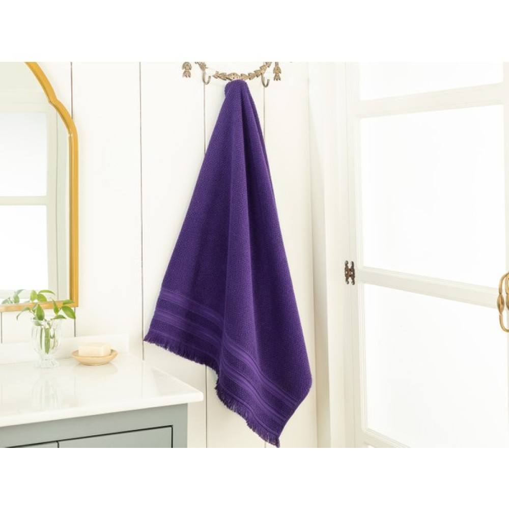 Madame Coco Chantal Jakarlı Banyo Havlusu - Mor - 70X140 cm - Mürdüm - 70 x 140 cm Banyo Havlusu Fiyatı