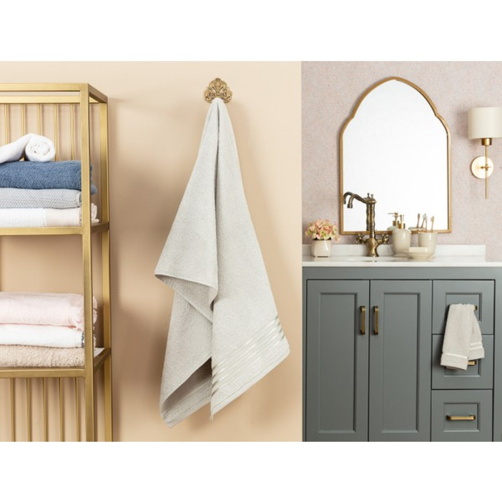 Madame Coco Maynor Bordürü Floşlu Banyo Havlusu - Açık Gri - 70x140 Cm - 70 x 140 cm Banyo Havlusu Fiyatı