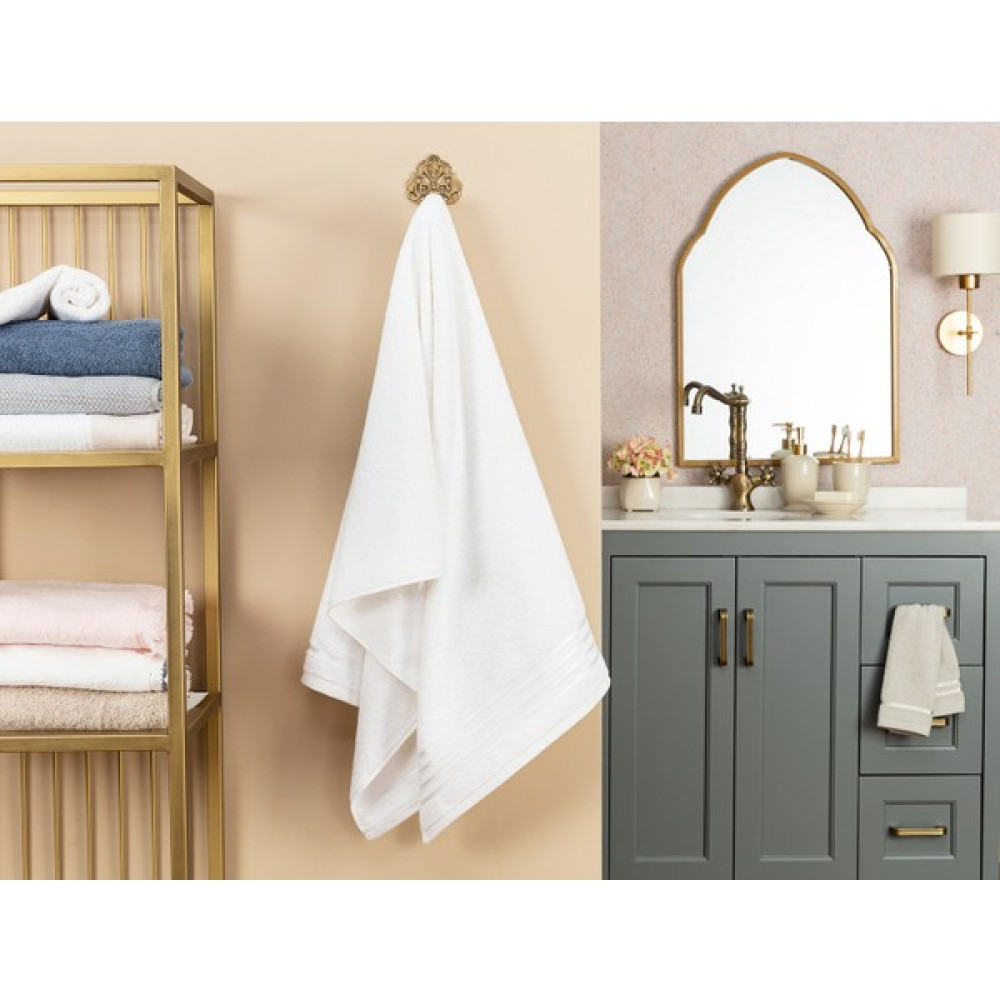 Madame Coco Maynor Bordürü Floşlu Banyo Havlusu - Beyaz - 70x140 Cm - 70 x 140 cm Banyo Havlusu Fiyatı