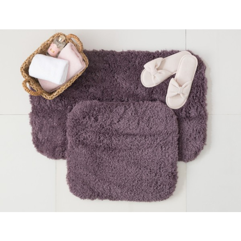 Madame Coco Sheep 2'li Banyo Paspas - Koyu Mürdüm - 50 x 60 cm - 60 x 100 cm Klozet Takımı Fiyatı