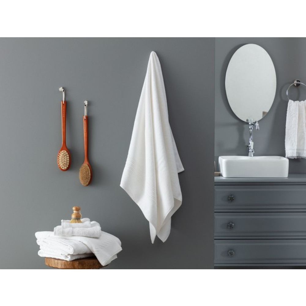 Madame Coco Stripe Armürlü Banyo Havlusu - Beyaz - 80x150 cm - 80 x 150 cm Banyo Havlusu Fiyatı