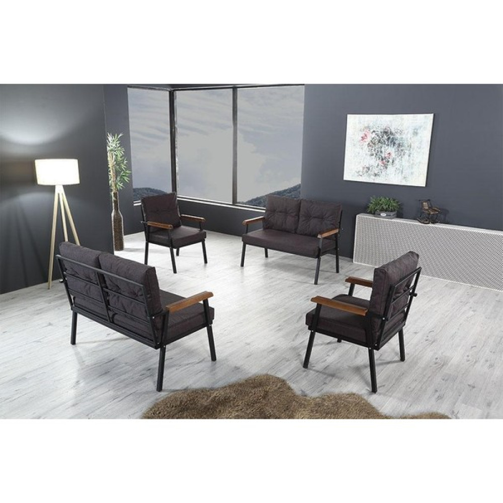 Madame Garden Madame Garden-Balkon ve Bahçe Mobilyası- Garden Maxi Set 2-2-1-1 -Koyu Gri Bahçe Mobilyası Takımı Fiyatı