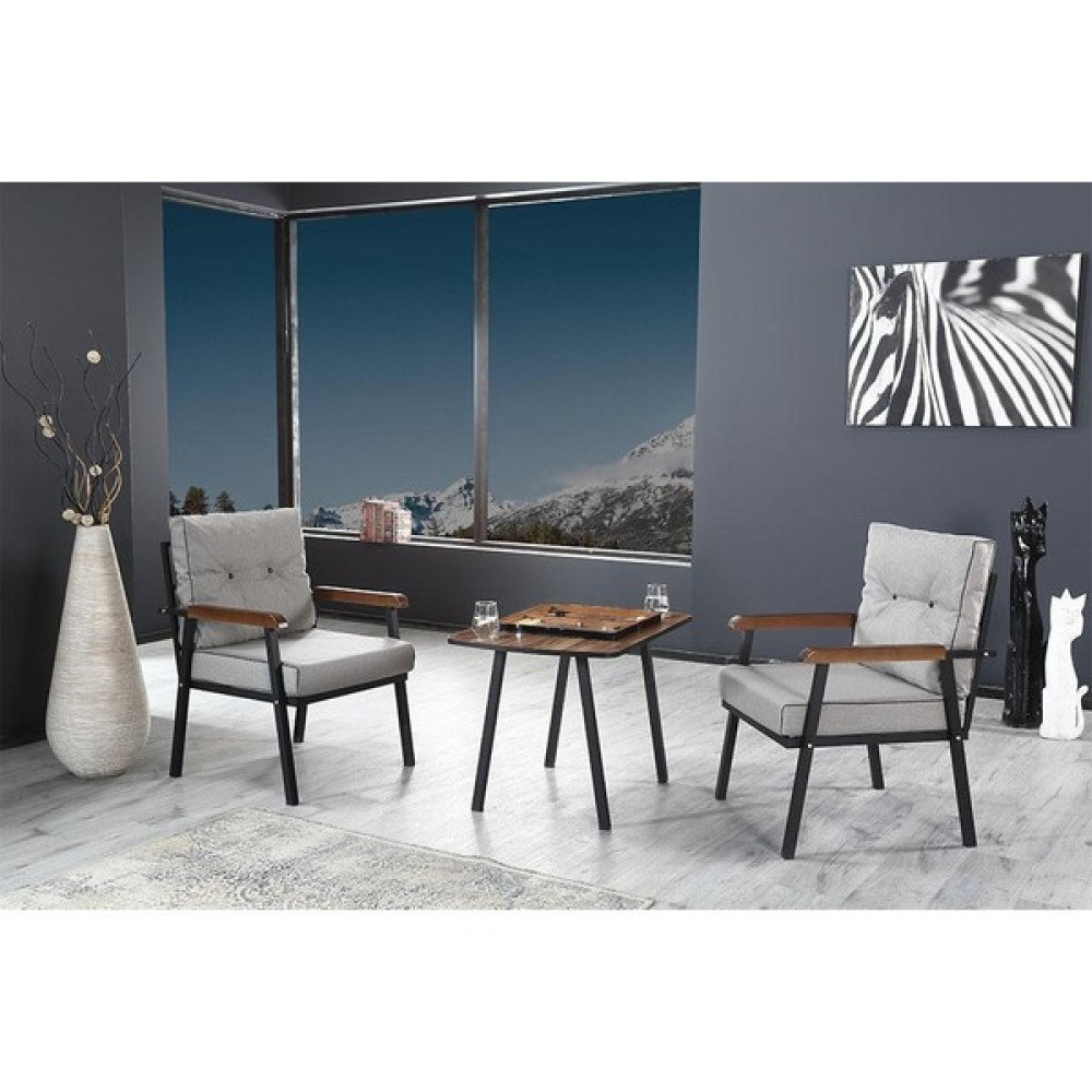 Madame Garden Madame Garden-Balkon ve Bahçe Mobilyası- Garden Set 2 Adet Teklı Açık Gri+Sehpa Bahçe Mobilyası Takımı Fiyatı