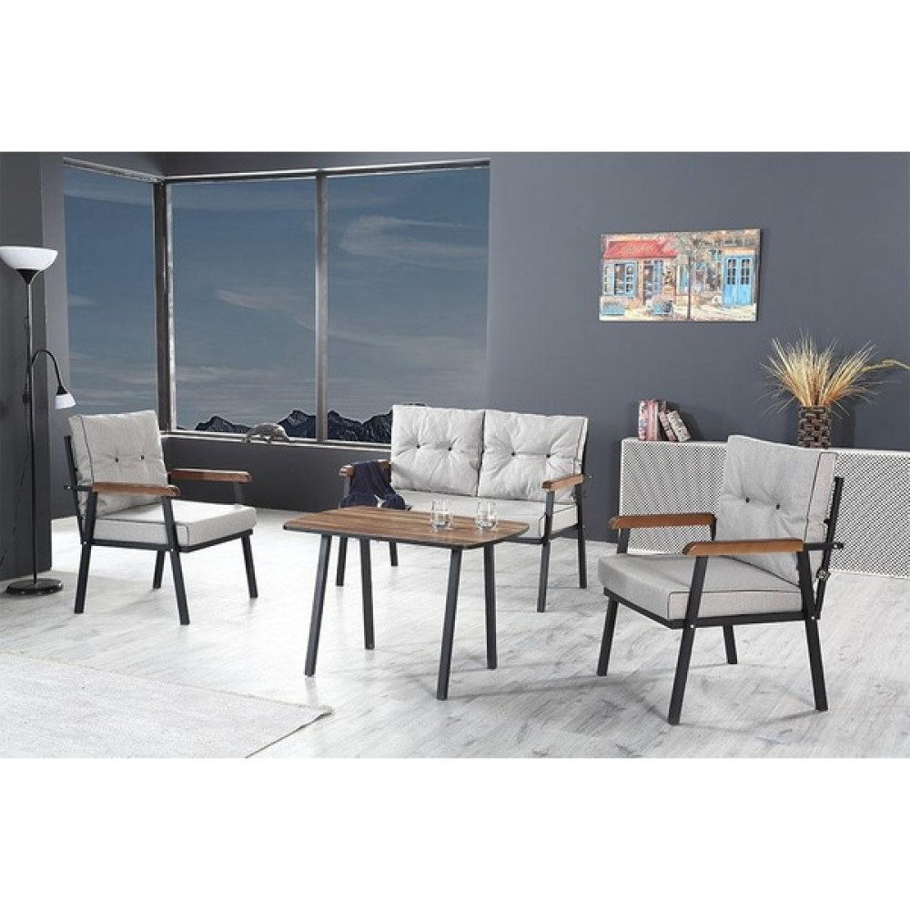 Madame Garden Madame Garden-Balkon ve Bahçe Mobilyası- Garden Set -Açık Gri Bahçe Mobilyası Takımı Fiyatı