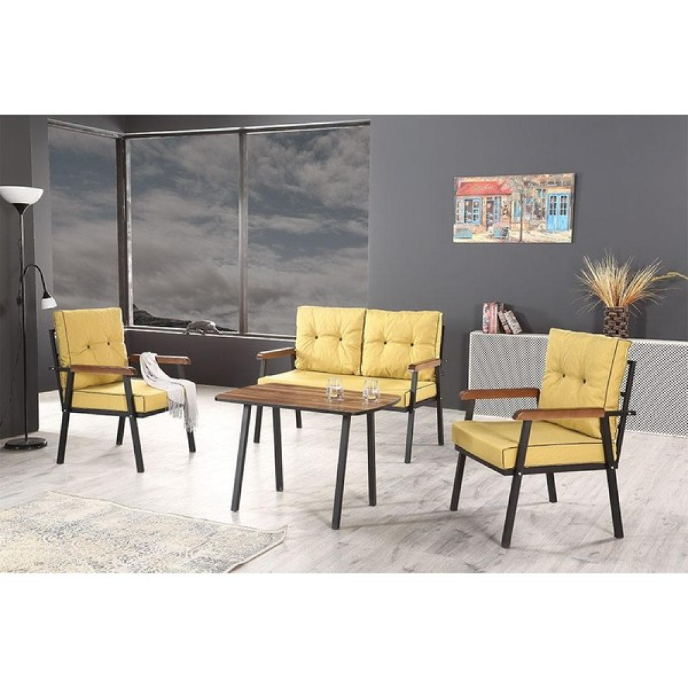 Madame Garden Madame Garden-Balkon ve Bahçe Mobilyası-Garden Set -Sarı Bahçe Mobilyası Takımı Fiyatı
