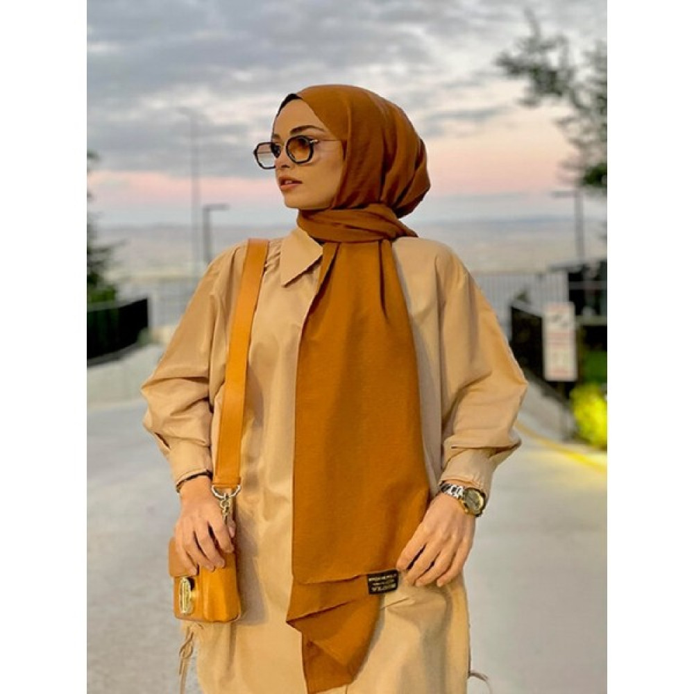 Madame Polo Luxury Pamuk Kraş Şal - Bisküvi Eşarp Fiyatı