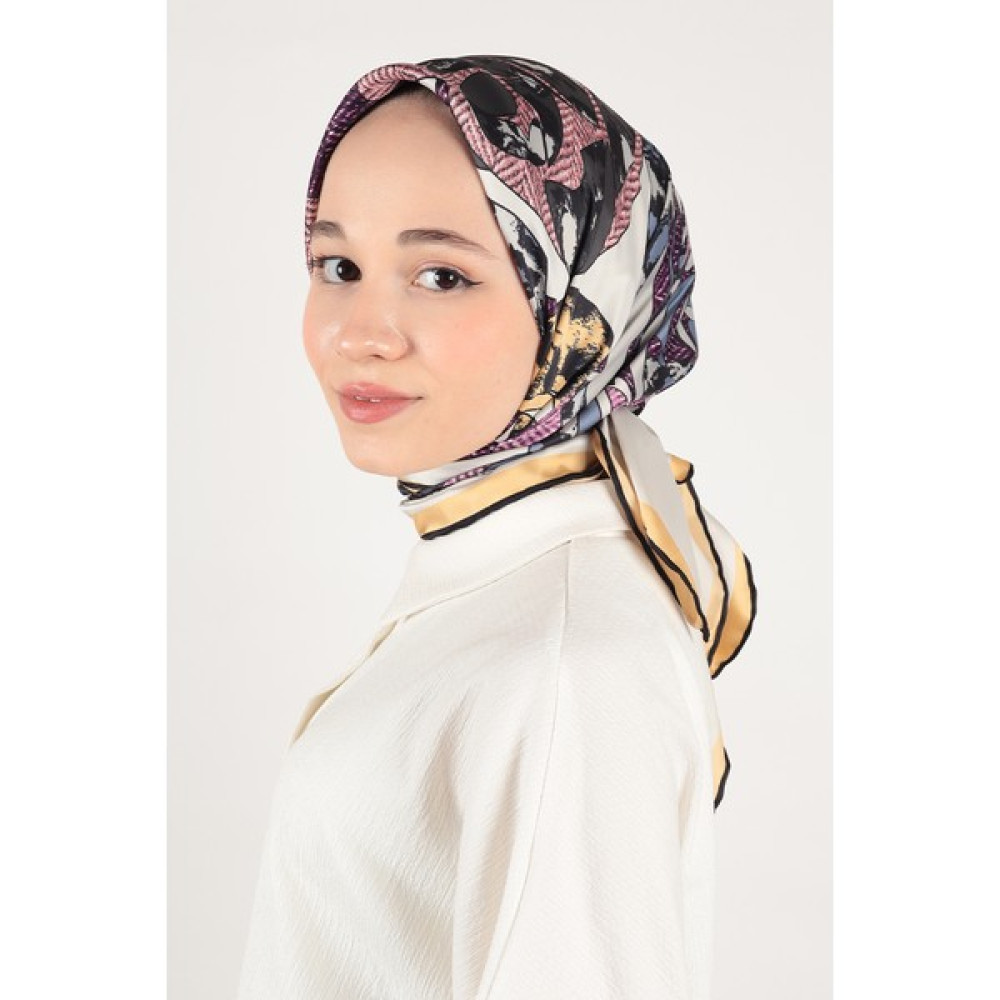 Madame Polo Twill Eşarp Karma Leopar Desen - Mor Eşarp Fiyatı