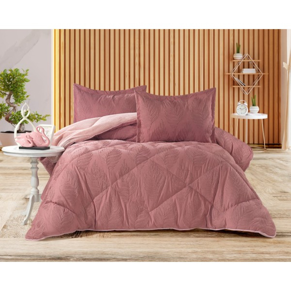 Madame Suzie de paris Madame Suzie Nakışlı 3 Parça Welsoft Yorgan Seti Pudra - Açık Pudra - 240 x 260 cm Yorgan Fiyatı