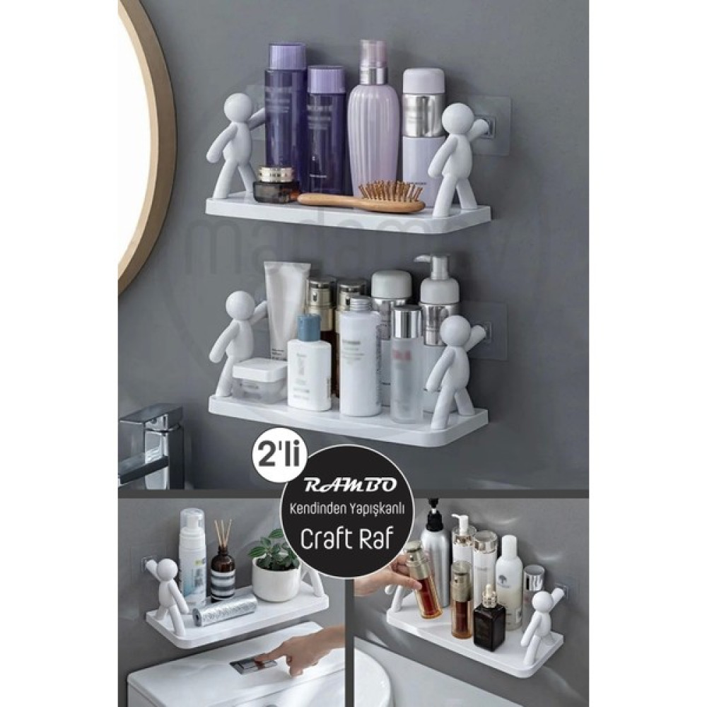 madamev 2'li Kendinden Yapışkanlı Craft Banyo Rafı Baharatlık Mutfak Organizer Duvara Monte Raf Düzenleyici Banyo Rafı Fiyatı
