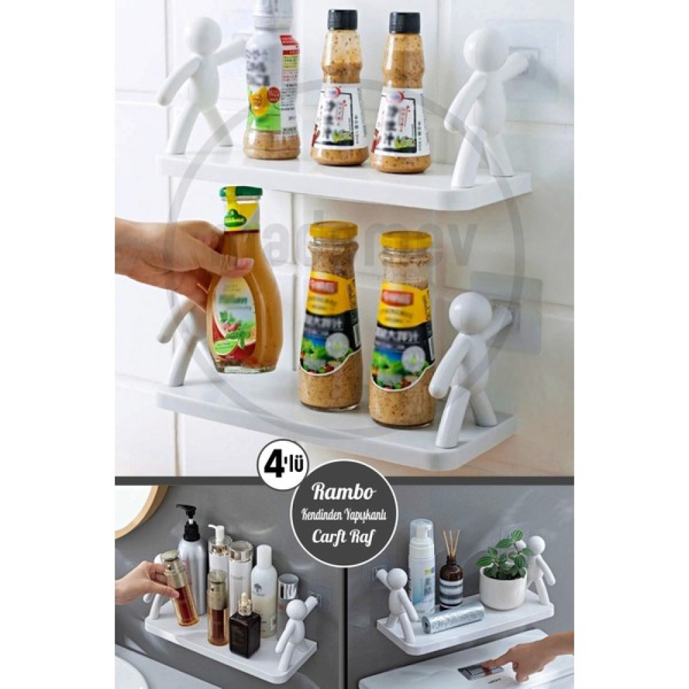 madamev 4'lü Kendinden Yapışkanlı Craft Banyo Rafı Baharatlık Mutfak Organizer Duvara Monte Raf Düzenleyici Banyo Rafı Fiyatı