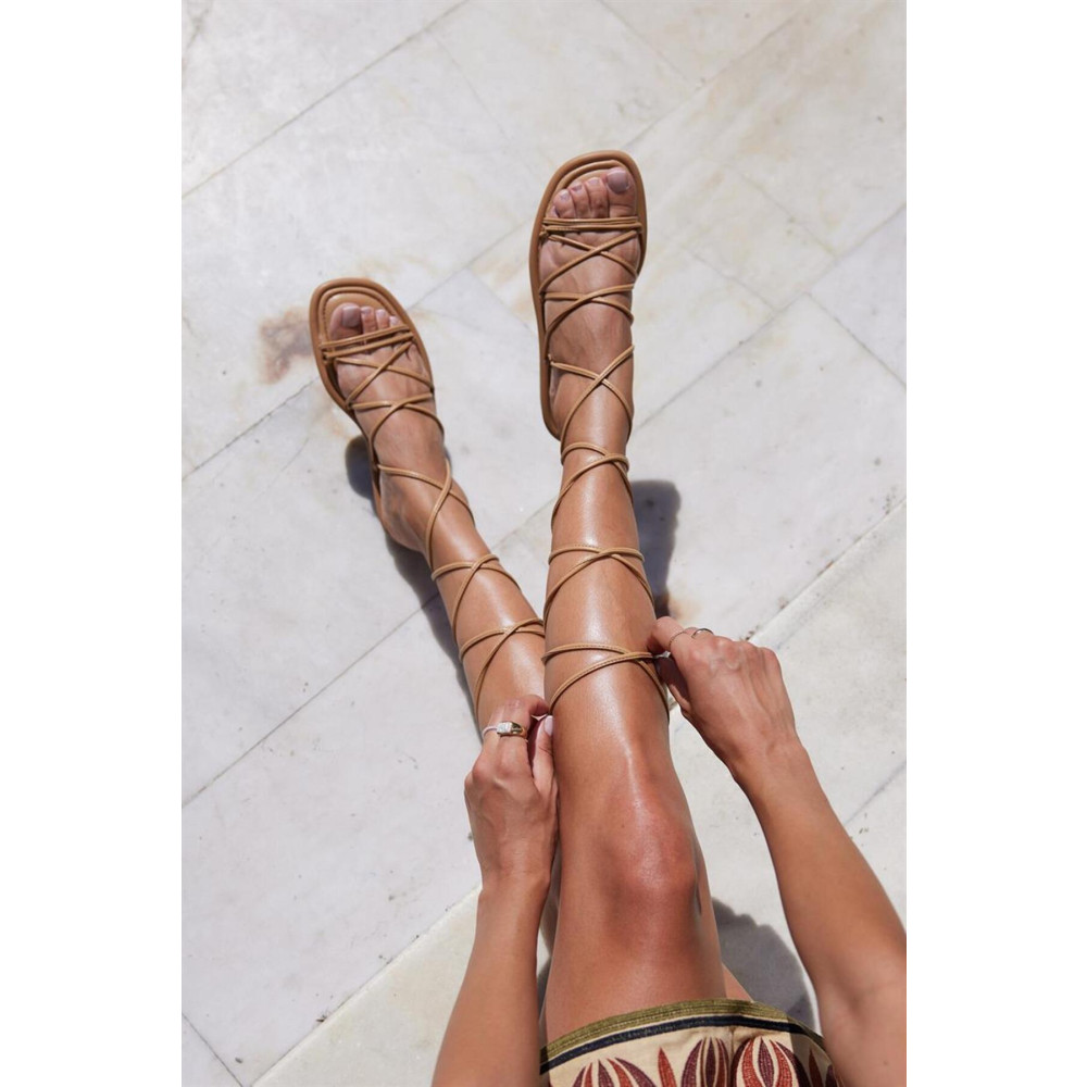 Madamra Vizon Kadın Sarma Bağcıklı Puf Sandalet 38 Beden Unisex Sandalet Fiyatı