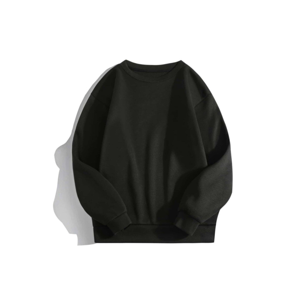 Mad&Calf Kadın Siyah Basic 0 Sıfır Yaka Baskısız Düz Oversize Salaş Bol Kesim Polar Sweatshirt L Beden Bayan Sweatshirt Fiyatı